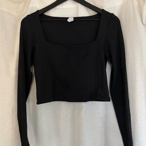90 Degree Cropped Square Neck Long Sleeve Top
